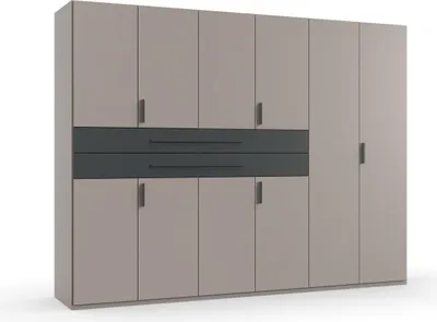 Produktbild von Drehtürenschrank >DIGIT< in SAHARAGRAU + GRIFFE GRAFIT - 270x208x58cm (BxHxT)