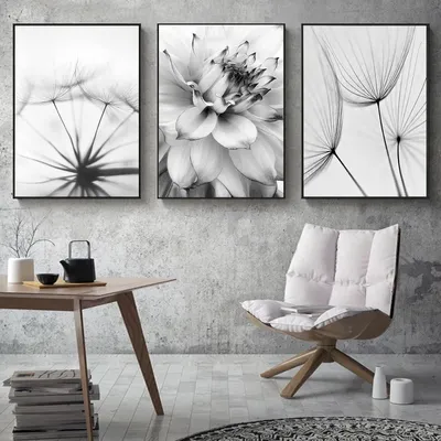 Immagine prodotto di Trayosin Set da 3 pezzi per poster di  Estetica moderna Piuma di fiori nero