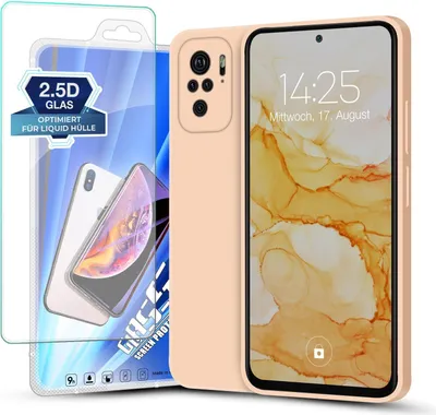Produktbild von Hülle für Xiaomi Redmi Note 10 mit 9H Displayglas Displayschutz Plus Case Cover Bumper Silikon Softgrip Schutzhülle Farbe: Rosa