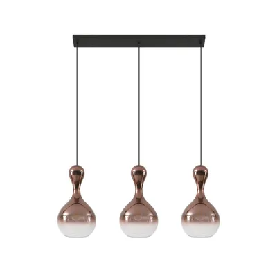 Produktbild von Lucande Hängleuchte Lyrisa, 3-flg., kupferfarben, Glas, 22cm