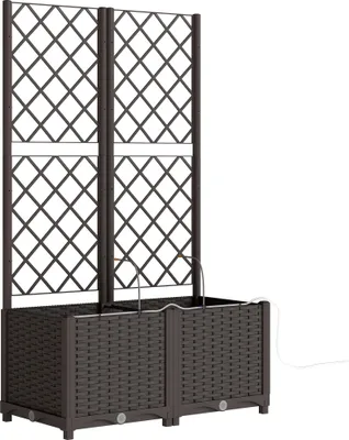 Produktbild von 2er Set Spalier mit Pflanzkasten Blumenkasten mit Drainageloch Timer Bewässerungssystem 80 x 40 x 136 cm Braun