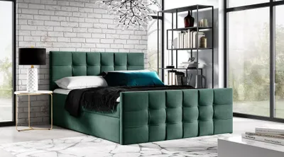 Obrázek produktu pro Čalouněná boxspringová postel IVANA 1 LUX - 200x220, zelená + topper