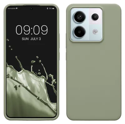 Produktbild von kwmobile Handyhülle für Xiaomi Redmi Note 13 Pro 5G / Poco X6 5G Hülle - Case Silikon - Kabelloses Laden - Schutzhülle Cover in Graugrün
