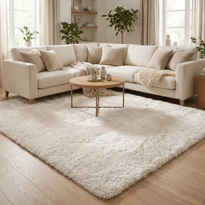 Produktbild von Hochflor Shaggy Teppich Luxus Emotion Mix Weiss, Größe:80x160 cm