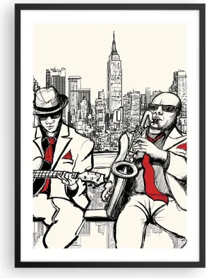 Produktbild von Gerahmtes Poster - Schwarzer Rahmen - Jazz Musik Musiker - 50x70 cm - Wand Bild - Wanddeko - Wandbilder - Kunstposter - Wandposter - Bilderrahmen - Bilder - Kunstdruck - Wandbild - P2BPA50x70-3599