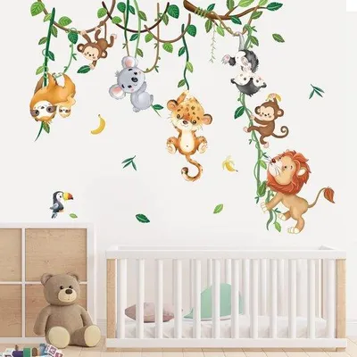 Produktbild von Wandtattoo Tiere Klettern Baum für Kinderzimmer