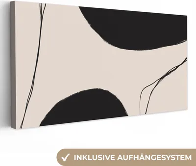 Produktbild von MuchoWow® - Leinwandbilder - Pastell - Schwarz - Minimalismus, Wandbild, Wanddeko Bilder Wohnzimmer, 80x40 cm