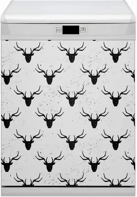 Produktbild von Magnete  Küche Magnetmatte Magnet für Spülmaschine Abwaschbar Dekor 60x70 cm  - Schwarzes Hirschmuster