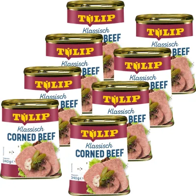 Produktbild von TULIP 8x 340g Corned Beef Delikatesse in Konservendose Proteinquelle Rindfleisch