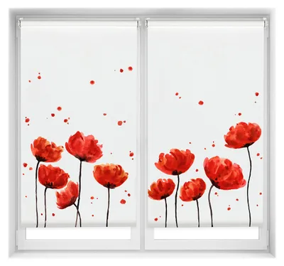 2er-Set verdunkelnde Rollos, Digitaldruck Mohnblumen, 85x150 cm