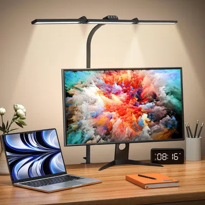 Immagine prodotto di Lampada da scrivania a LED, clip da scrivania, 24W, 1380 lumen, 5 tonalità di luce, dimmerabile, controllo touch, collo di cigno, ideale per ufficio, lettura e lavoro