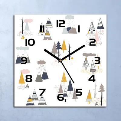 Produktbild von Wanduhr Echt-Glas-Küchenuhr Bäume weiß Quarz Lautlos 30x30 Deko Bilder