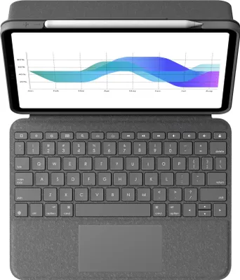 Produktbild von Logitech Folio Touch für iPad Air (5. Gen.), Grafit, Smart Connector, Deutsch