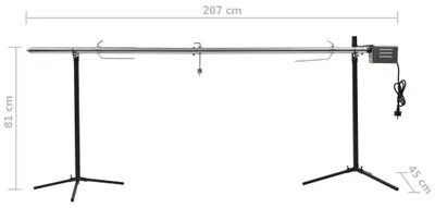 Obrázek produktu pro vidaXL Automatický grilovací rožeň s motorem z nerezové oceli 207 × 45 × 81 cm