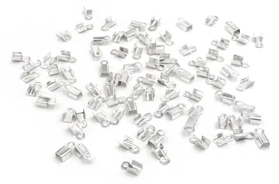 Produktbild von Vintageparts Faltklemmen silberfarben 6mm, 100 Stück