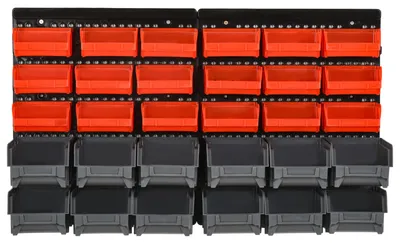 Obrázek produktu pro DURHAND – regálový systém, nástěnná police 37,5 × 63 cm, průhledné úložné boxy, 30 ks
