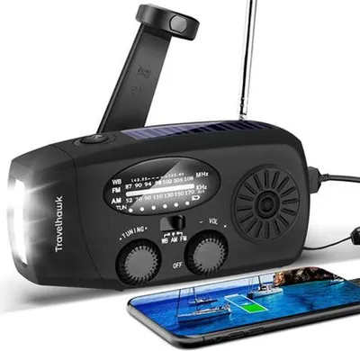 Produktbild von Travelhawk Noodradio – Met Zonnepaneel en Powerbank