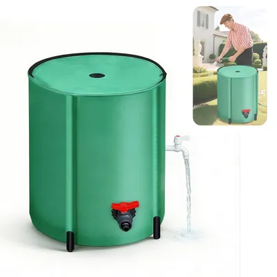 Image de Bac de récupération d'eau de pluie pliable, avec robinet et filtre