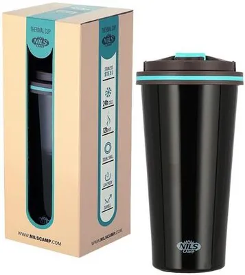 Produktbild von Nils Camp NCB18 Schwarzer Thermosbecher 500 ml Auslaufsicher