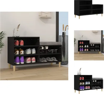 Immagine prodotto di vidaXL Portascarpe nero 102x36x60 cm in legno - Portascarpe e armadietti