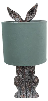 Immagine prodotto di Clayre & Eef Lampada da tavolo Rabbit Ø 20x43 cm Marrone Verde Poliresina