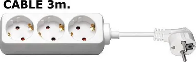 Obrázek produktu pro Microconnect GRU0033W, 3 m, Vnitřní, Typ F, Typ F, Bílá, 3 AC zásuvky / AC zásuvek