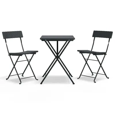 Obrázek produktu pro 3dílný skládací bistro set černý polyratan