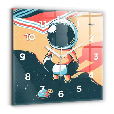 Produktbild von Wallfluent Wanduhr – Stilles Quarzuhrwerk - Uhr Dekoration Wohnzimmer Schlafzimmer Küche - Zifferblatt - weiße Zeiger - 30x30 cm - Astronautenkind