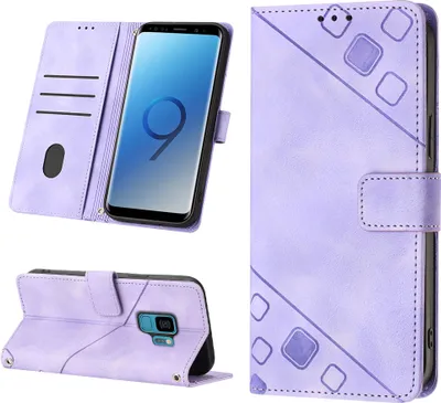Produktbild von Hülle für Samsung Galaxy S9 Plus Prägung Flip Leder Brieftasche Schutzhülle mit Ständer Lila