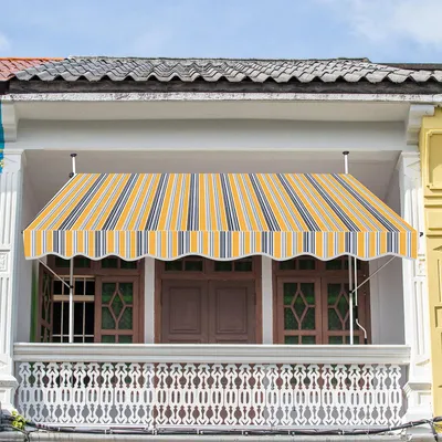 Produktbild von Jopassy Balkonmarkise Gelenkarm Markise Klemmmarkise Sonnenmarkise Balkon 2M, Gelb und Blau