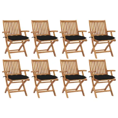 Produktbild von Klappbare Gartenstühle mit Kissen 8 Stk. Massivholz Teak