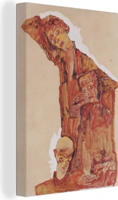 Produktbild von OneMillionCanvasses® - Leinwandbilder - 90x140 cm, Selbstbildnis - Egon Schiele, Wandbilder Kunstdruck Wanddekoration - Wandschmucke - Schlafzimmer