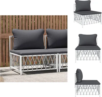 Zdjęcie produktu dla vidaXL Sofa ogrodowa z poduszką z białego materiału - Elementy sofy ogrodowej