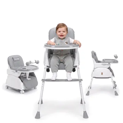 Produktbild von Twinky® Hochstuhl – 2-in-1 Kinderwagen Set – Grau – Klappbarer Esszimmerstuhl, Kinderwagen und Hochstuhl für den Tisch – Hochstuhl