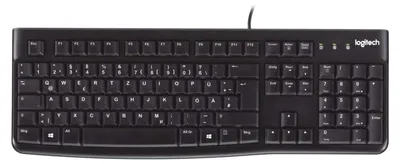 Produktbild von Logitech K120, Volle Größe (100%), Kabelgebunden, USB, Membran Key Switch, QWERTY, Schwarz