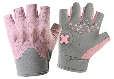 Produktbild von Fahrradhandschuhe Kinder Halbfinger Rosa Unisex 8-12 Jahre Eisseidenstoff