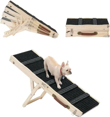 Image de Ramp pliante en bois pour chiens, idéale pour les canapés et les voitures