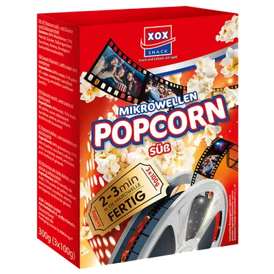 Obrázok produktu pre XOX popcorn do mikrovlnnej rúry sladký vzdušný chrumkavý a rýchlo pripravený 300g