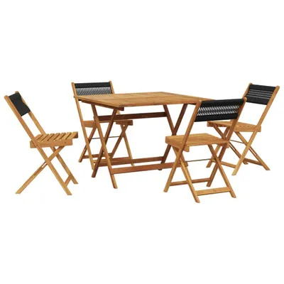 Immagine prodotto di vidaXL Set da pranzo da giardino 5 pezzi in polipropilene e legno massiccio nero