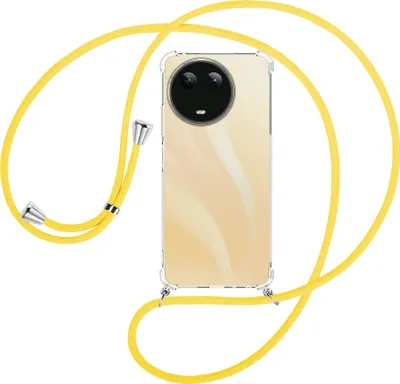 Produktbild von Handykette Backcover-Schutzhülle mit Band (Metall silberfarben) für Realme C67 4G - gelb