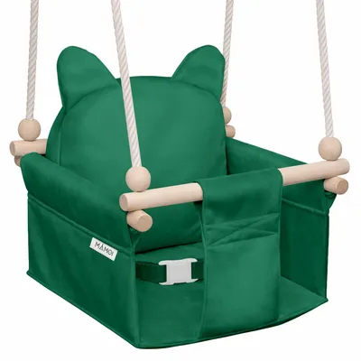 Image de Balançoire enfant MAMOI avec ceinture de sécurité, hauteur réglable 150–190 cm, balançoire d’intérieur, structure stable, siège en velours