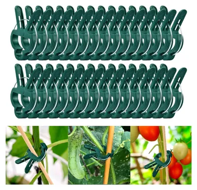 Produktbild von 50 Stück Pflanzenclips für Kletterpflanzen, wiederverwendbare Klammern für Gartenpflanzen (45 x 30 mm)