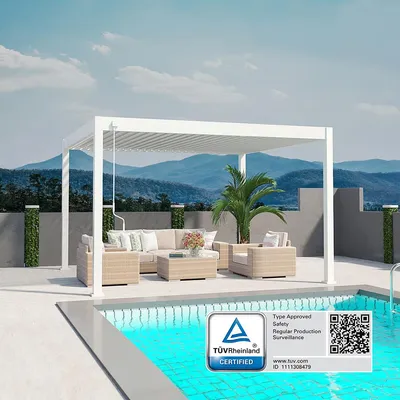 Produktbild von Deluxe Pavillon Terrassenüberdachung Aluminium 3,6 x 4 M weiß