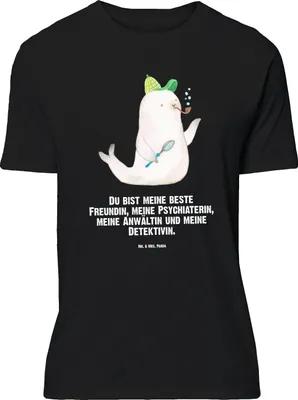 Produktbild von Mr. & Mrs. Panda Größe M T-Shirt Robbe Sherlock - Schwarz - Geschenk, Shirt, mit Spruch, Herren, Lustige Sprüche, Tshirt
