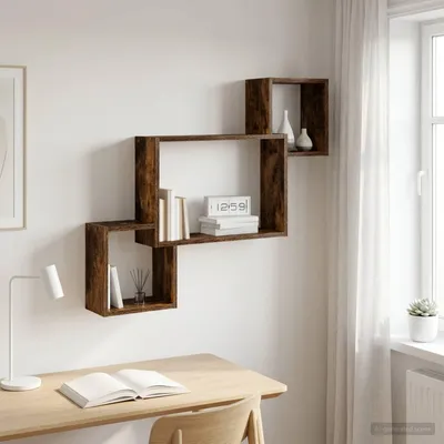 Productafbeelding van Maison Exclusive - Wandplank met wandbevestiging, gerookt eikenhout, 91,5 x 15 x 76 cm