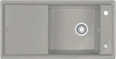 Produktbild von Franke Spüle Keramik Grau 1000x510mm Siebkorb als Druckknopfventil mit Abtropffläche reversibel Perlgrau Matt Ambion ABK 611-100