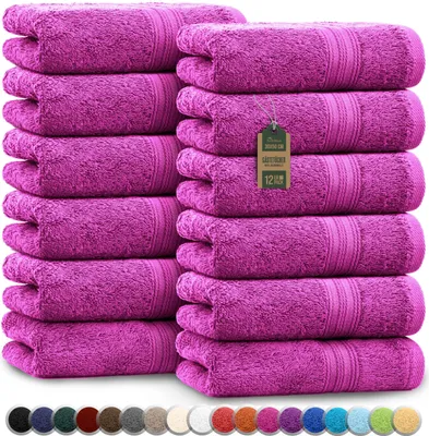 Produktbild von Frottier Gästetücher 12er Pack 30x50cm, 100% Baumwolle, Pink