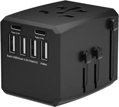 Image de Adaptateur MicroConnect World Travel 4 ports USB A et 2 ports USB C