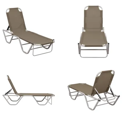 Produktbild von vidaXL Sonnenliege Aluminium und Textilene Taupe - Sonnenliege - Sonnenliegen - Gartenliege - Gartenliegen
