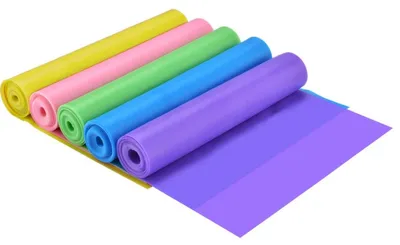 Obrázok produktu pre INF Súprava 5 ks odporových pásov na jogu - TPE elastické stretch pásy, 1.5m/2m, mix farieb 2 m